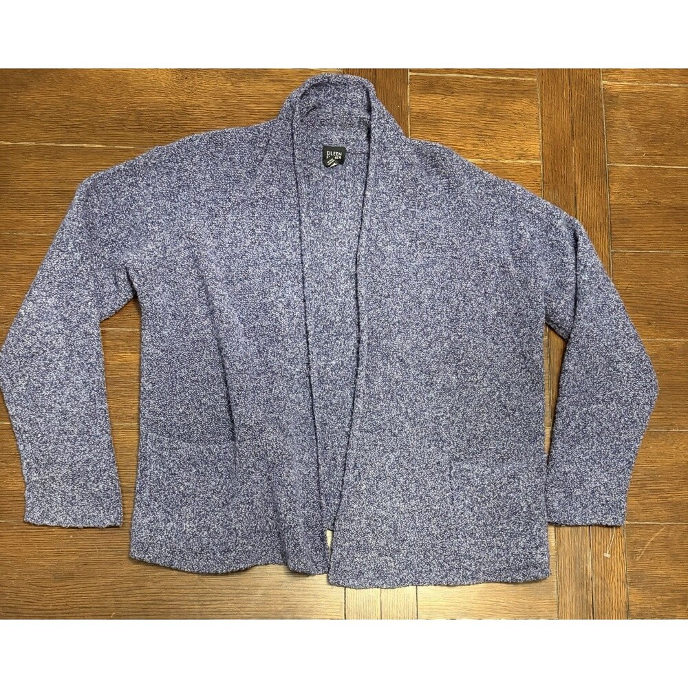 Eileen fisher size Medium merino wool Purple Open cardigan two pockets NWOT